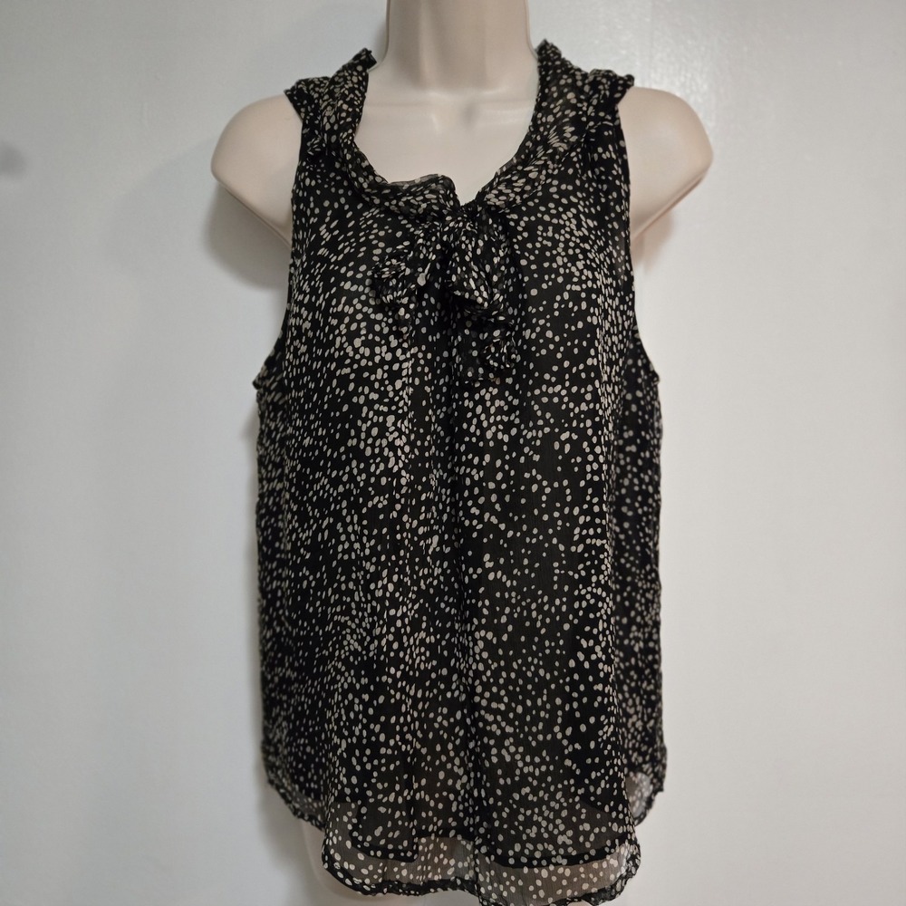 KENAR Size Medium Lightweight Dressy Black Silk V-Neck‎ Lined Tank Top Blouse